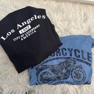 2 Graphic Long sleeved shirts